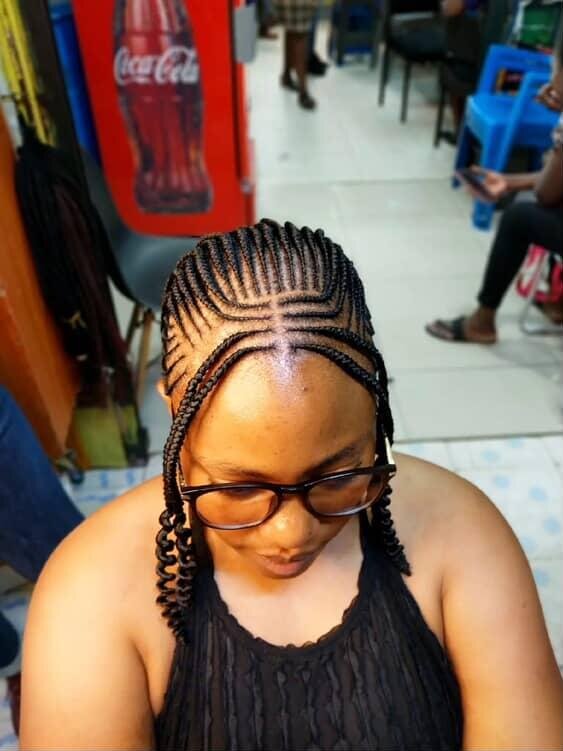Two-tone twisted ponytail with red tips